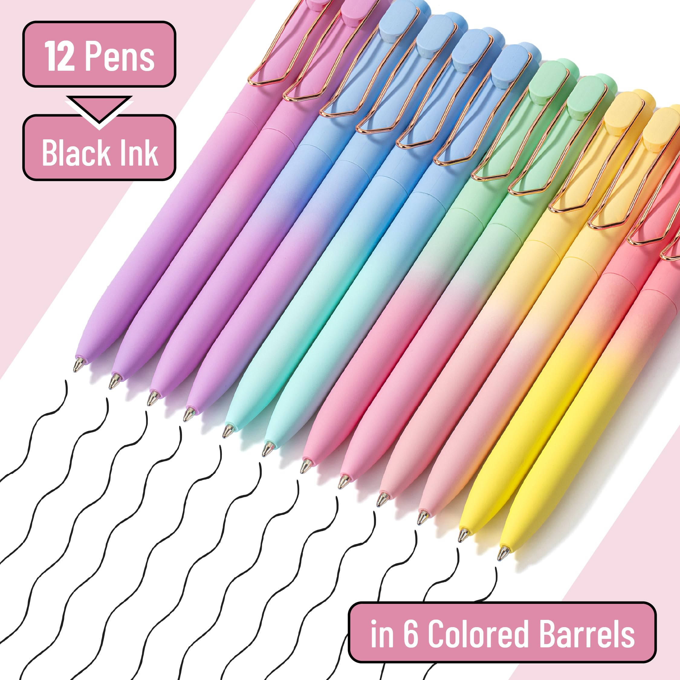 Mr Pen- Ballpoint Pens 12 Pack Gradient Color Barrels Black Ink Cute Ballpoint Pens Black Ink Cute Pens — view 2