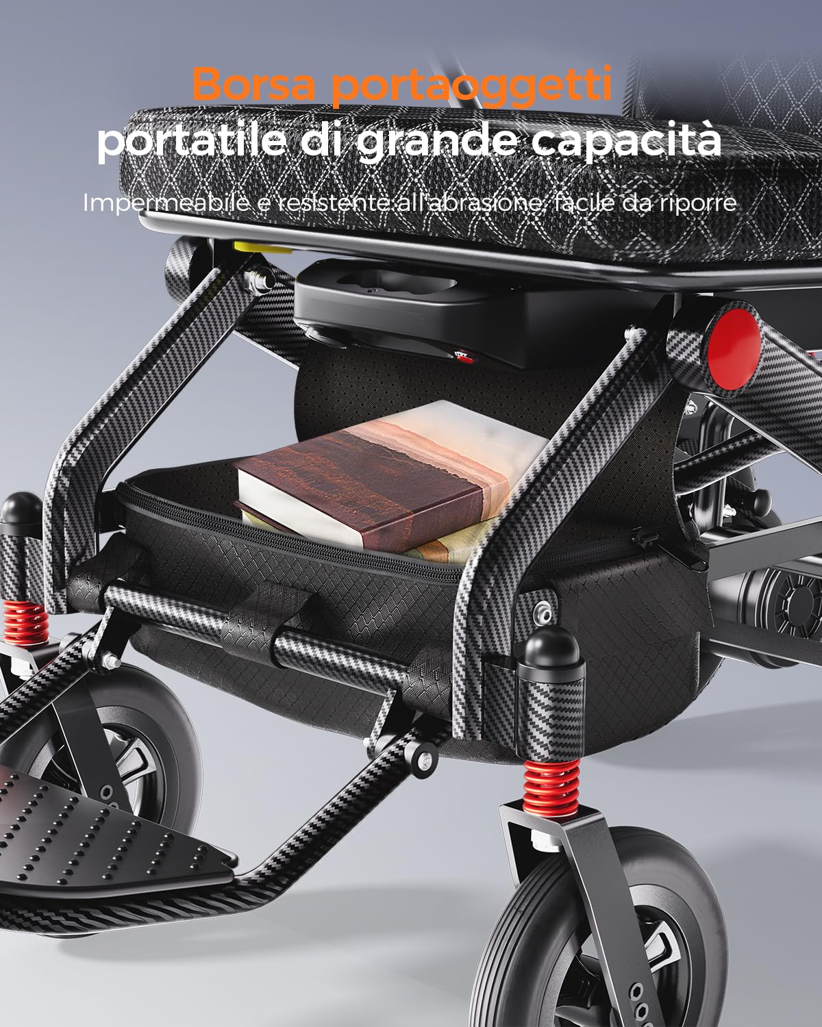 HomyKing Sedia a Rotelle Pieghevole Leggera per Anziani, Elettrica Carrozzina per Disabili, Monopattini Elettrico Adulti, Durata di 25KM Motore di 500W Scooter Elettrici Batteria al litio da 20Ah