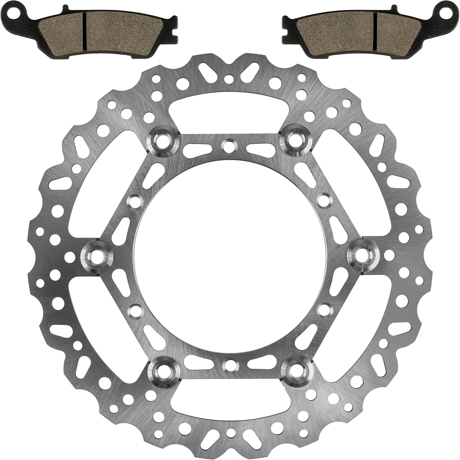 Caltric Front Brake Disc with Pads Compatible with Yamaha YZ125 YZ250 YZ250F 2008-2026 / YZ250X 2016 / YZ250FX 2015-2016 / YZ450F 2008-2015 / 5XC-W0045-00-00