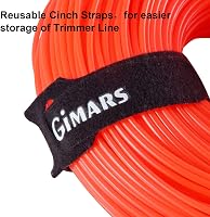 Gimars 110m x 2.4mm Fűkasza Damil, Narancs Nylon Vágószál Elektromos Fűszegélynyíróhoz, Tartós PA6 Anyagból, Tépőzáras Kábelkötegelővel 2