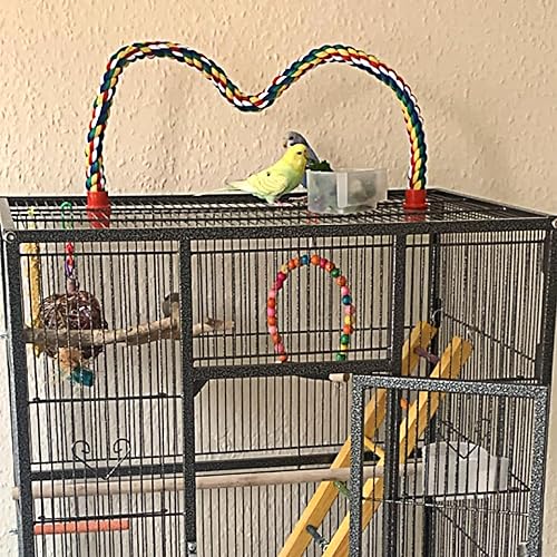 Miniatura 3 de Perchas de cuerda para pájaros para loros, cacatúas, periquitos, jaulas de periquitos, cómodos pájaros coloridos juguete de cuerda (tuerca de