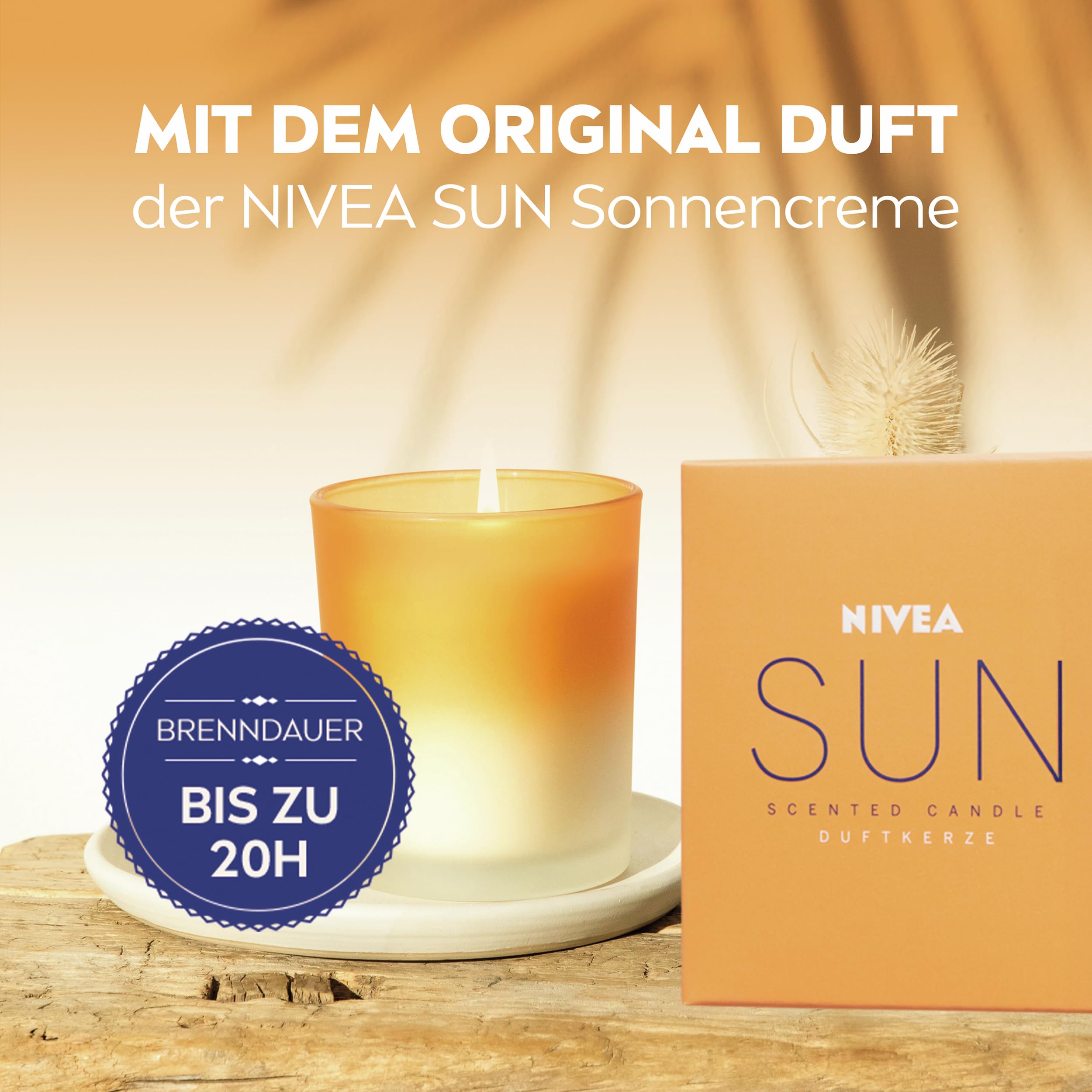 NIVEA SUN Scented Candle, Beautiful Scented Candle in Glass with the Well-known Fragrance of Nivea Sun Cream, Delicately Scented Candle in Ombre Glass Container (120 g) Home & Kitchen