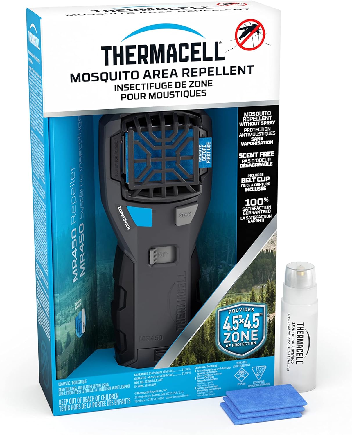 Thermacell Mosquito Portable Adventure MR450 Repeller; Includes 12Hour Refill & Belt Clip; 15