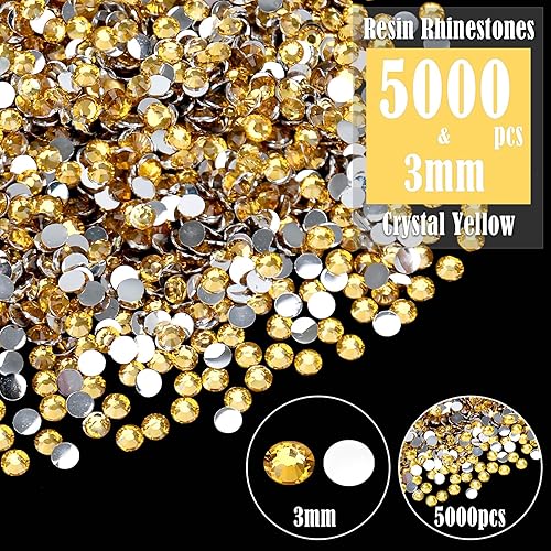 Miniatura 2 de Bolsa a granel al por mayor 5000 unidades de diamantes de imitación de resina de 0.118 in, diamantes de imitación de resina de espalda plana