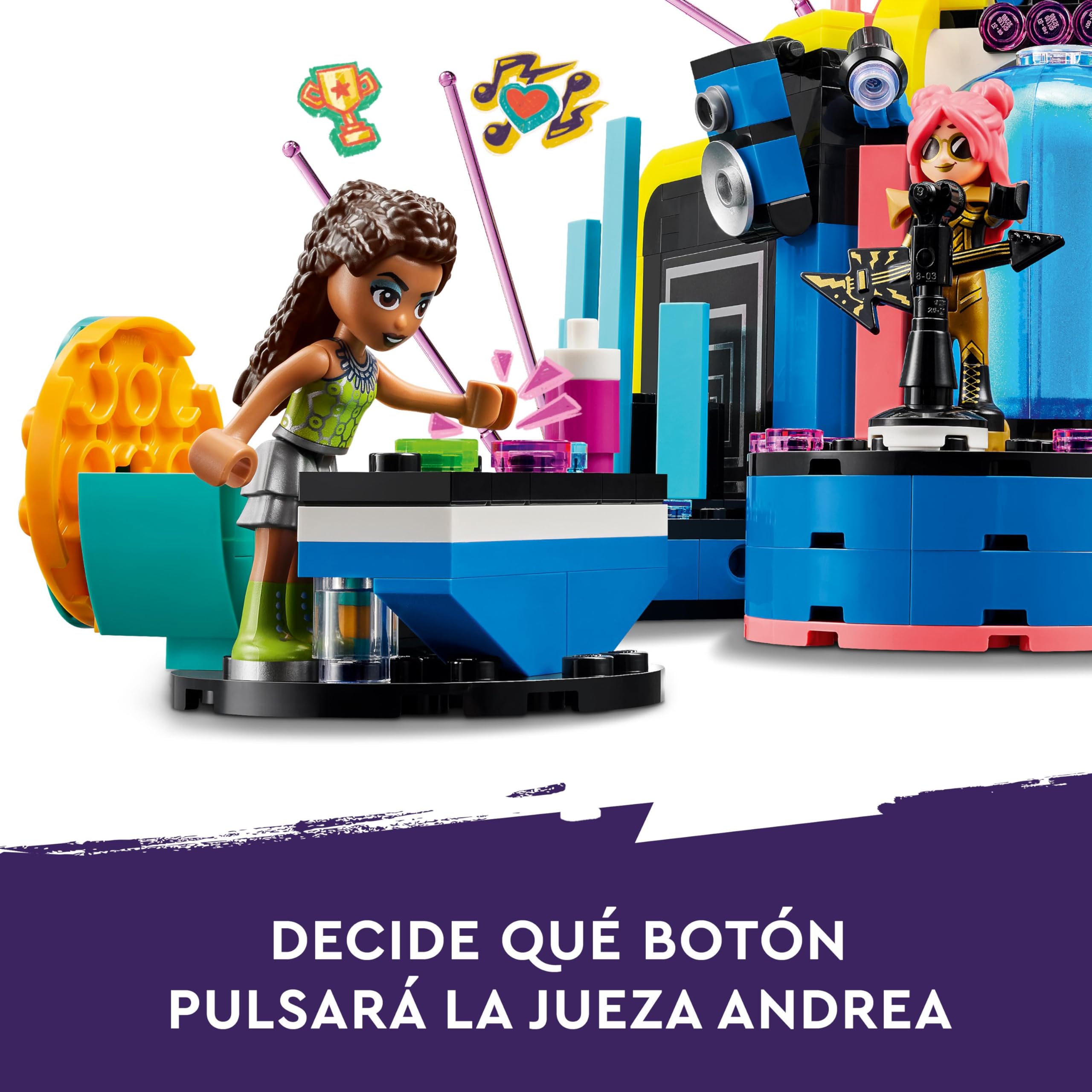 LEGO Friends Espectáculo de Talentos Musicales de Heartlake City, Instrumento Musical y Escenario de Juguete con 4 Mini Muñecos de Personajes, Regalo para Niñas y Niños de 7 Años o Más 42616