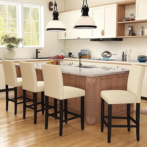 Miniatura 12 de GOTMINSI Taburete de Bar de Altura de Mostrador, Taburetes Tapizados Clásicos de Altura de Mostrador de 24 Pulgadas Juego de 4 taburetes de bar con