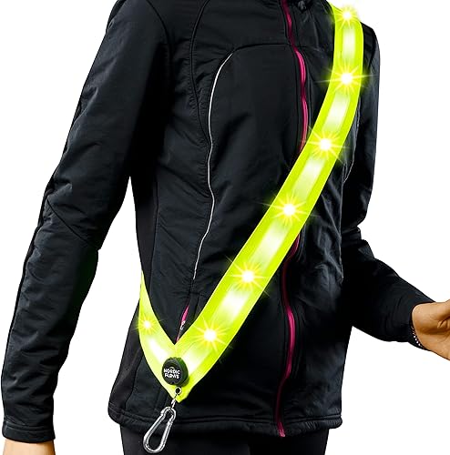 Chaleco de seguridad recargable con luces LED, banda reflectante e iluminada para paseos nocturnos, correr y pasear al perro en la oscuridad