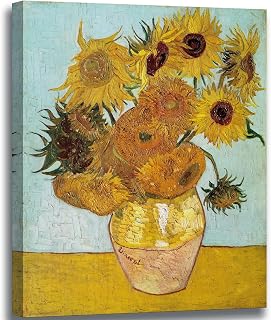 Sunflower Canvas Prints Wall Art by Vincent Van Gogh Oil Paintings Reproduction Modern Framed Floral Giclee Flowers Pictures Artwork for Bedroom Home Office Decor