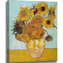 weiyiart Sunflower Canvas Prints Wall Art by Vincent Van Gogh Oil Paintings Reproduction Modern Stretched and Floral Giclee Flowers Pictures Artwork for Bedroom Home Office Decor 12" x 15"