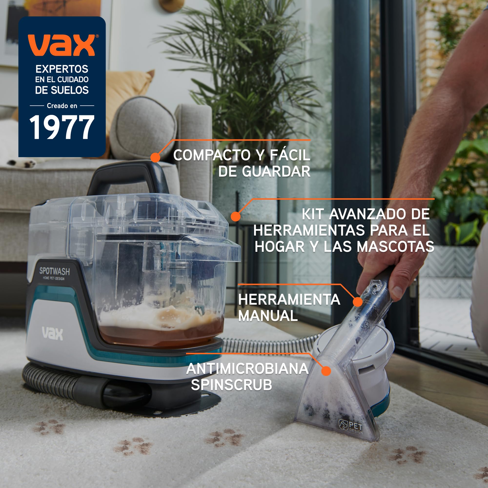 Vax SpotWash Home Duo Diseño para Mascotas Quitamanchas, para Alfombras, Tapicerías, Sofás, Coches, Limpieza de Mascotas de Alto Rendimiento, Secado Rápido, Tanque Mediano