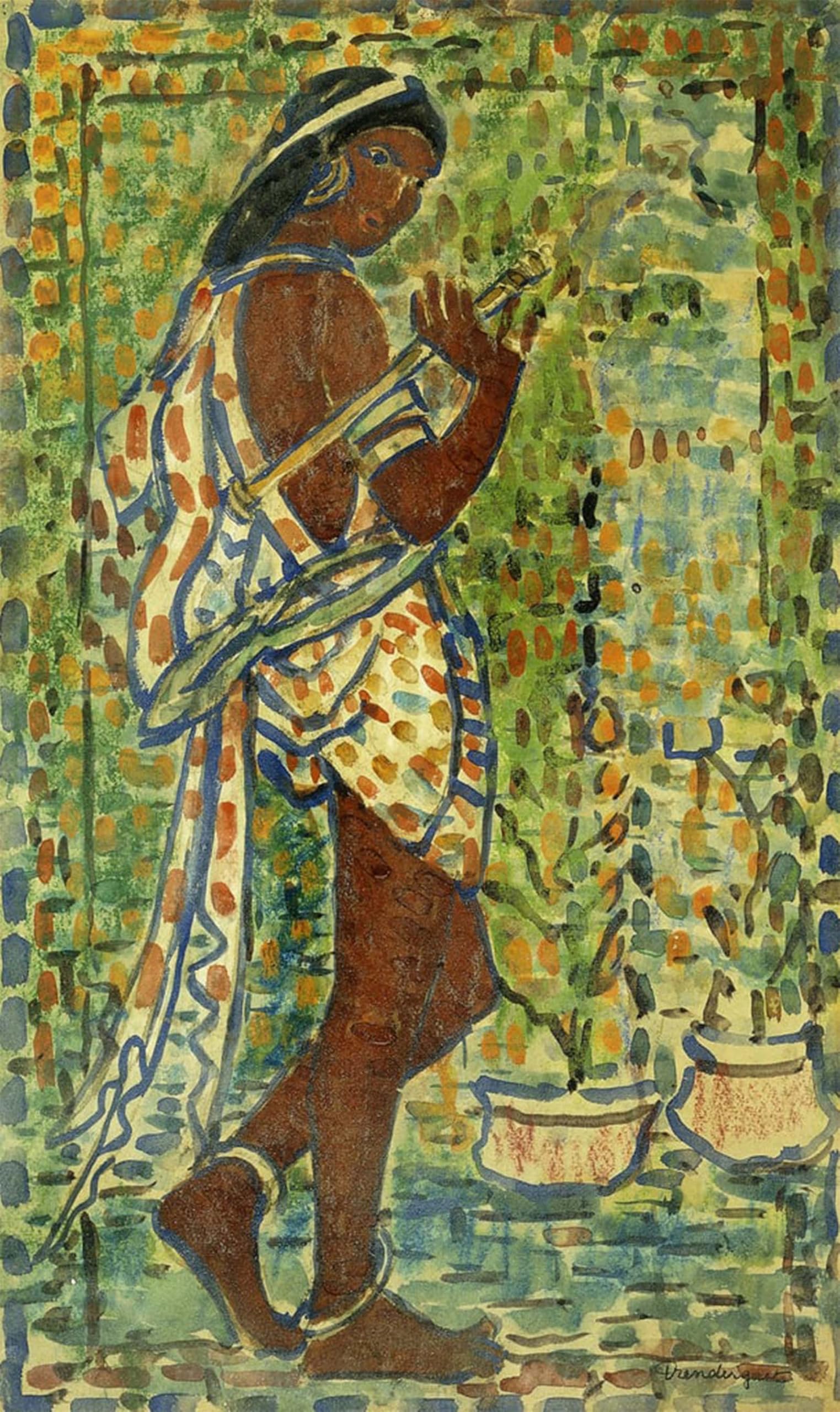 RZHRHJES Retro Picture Portrait Oil Painting Modern Wall Artwork Hindu Dancer by Maurice Brazil Prendergast Canvas Poster for Office Decor 60x90cm