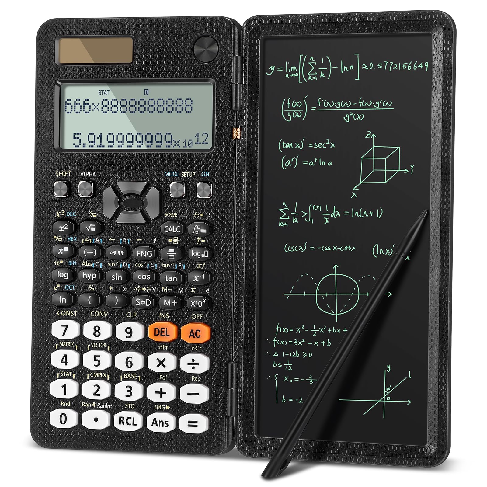 zerotop Calcolatrice Scientifica, Solare 417 Funzioni Aritmetiche con Lcd Schede di Scrittura per Liceo Università Scuola Casa