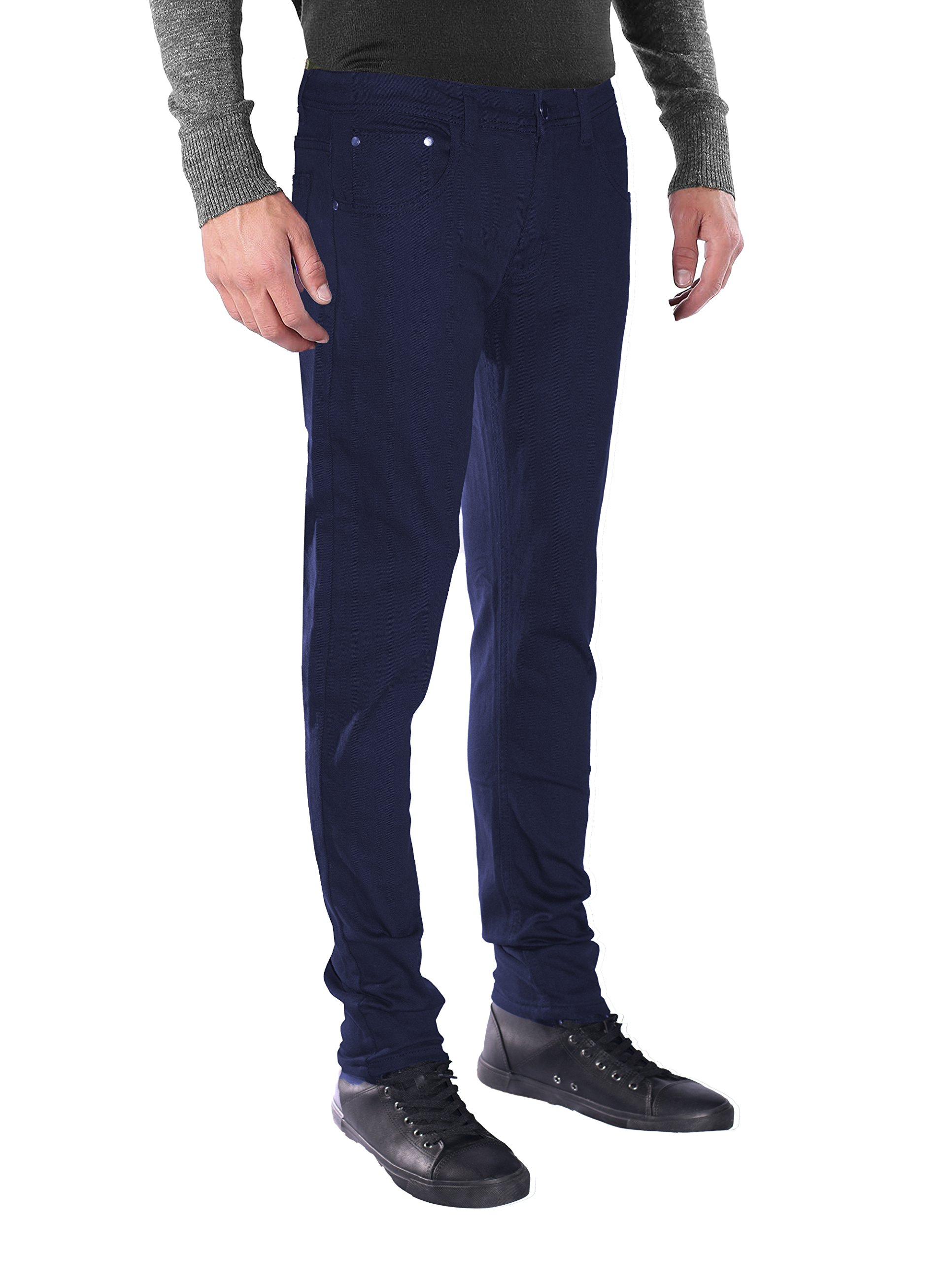 Seven Souls Mens Basic Casual Color Skinny Stretch Cotton Twill