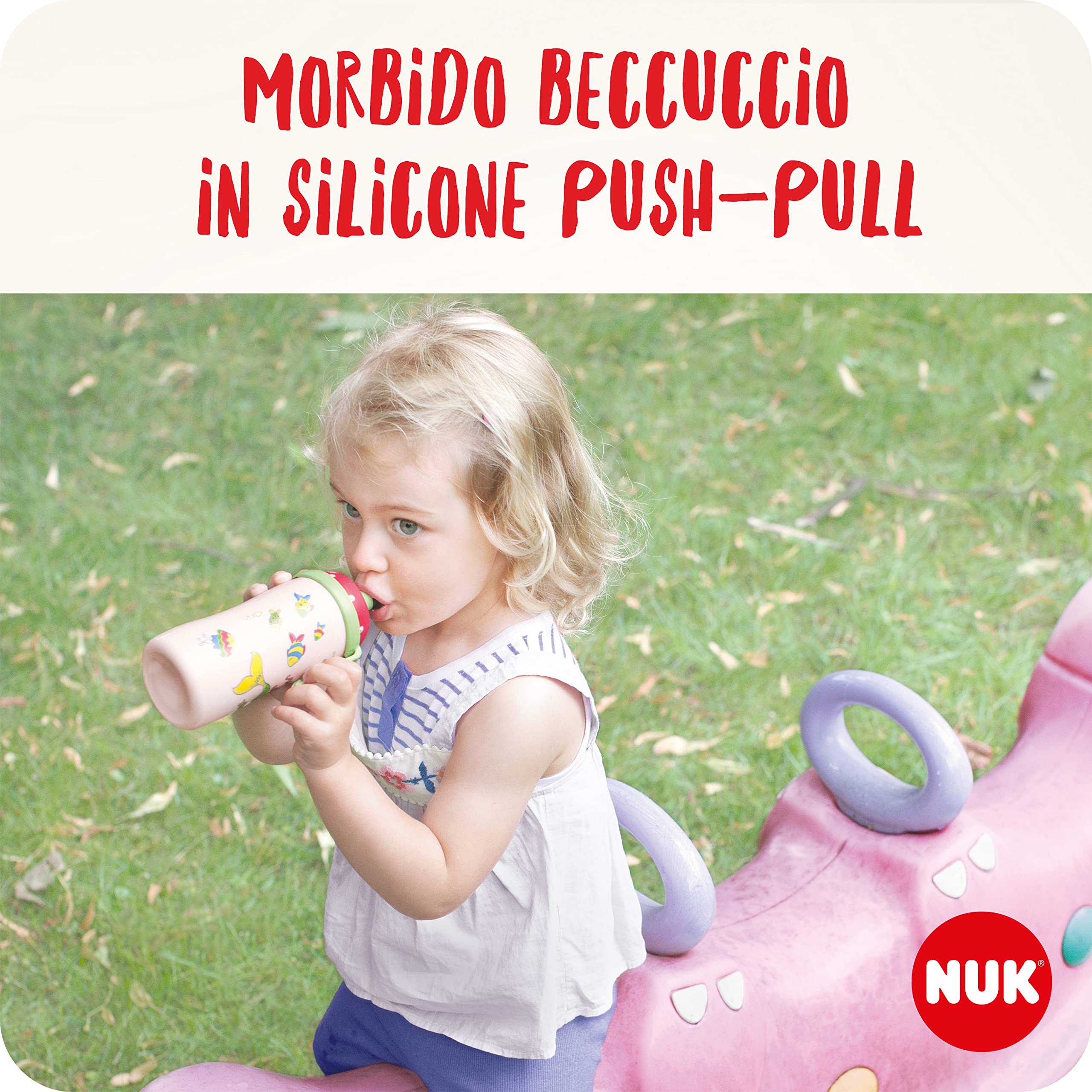 NUK Junior Cup borraccia bambini 300 ml 18+ mesi cangiante beccuccio morbido anti-goccia senza BPA blu