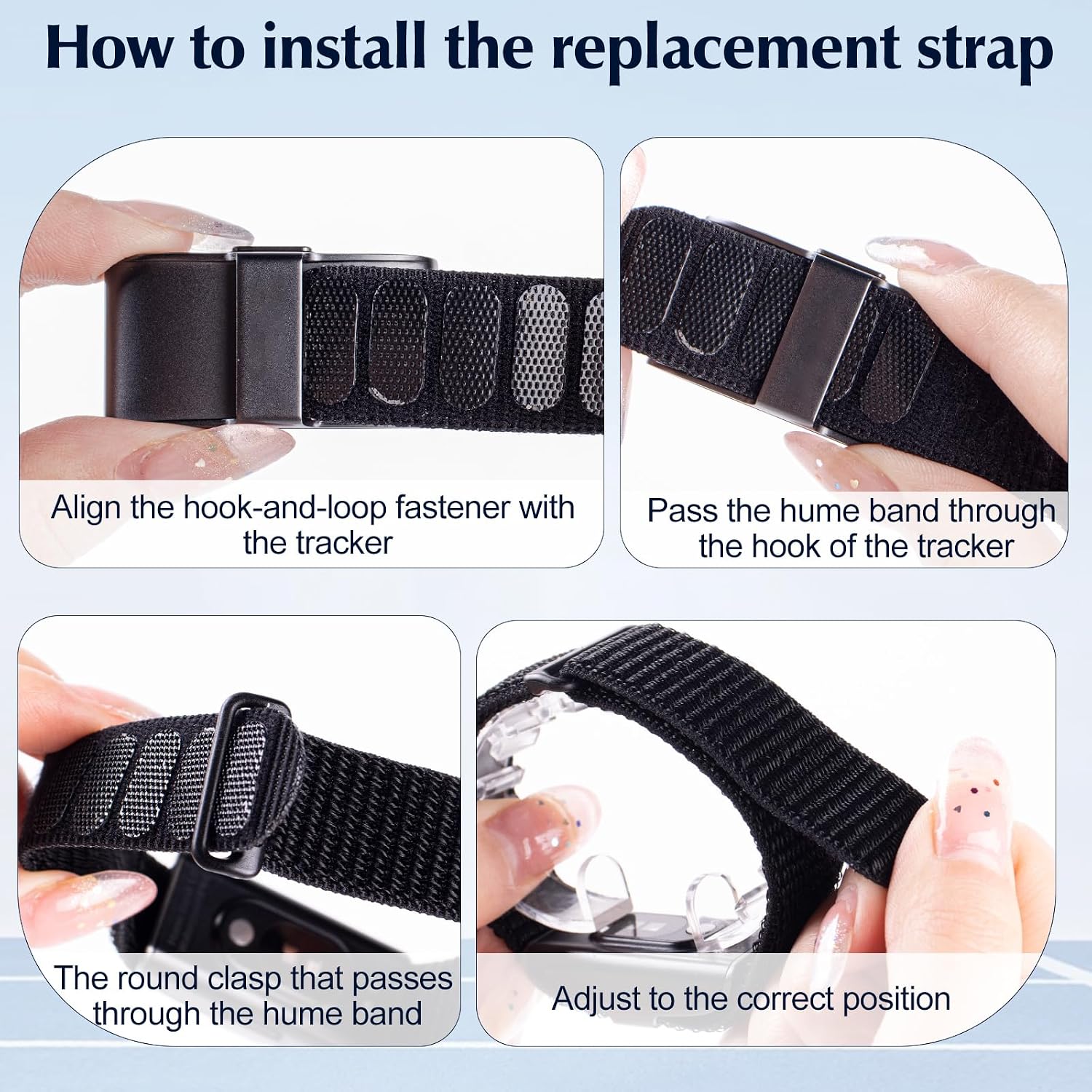 4 Pack Nylon Bands Compatible with Hume Band Replacement Strap 1.0 | Soft Breathable Fitness Tracker Hume Bands Loop Sport Replacement Wristband for Hume Health Band 1.0 for Men Women