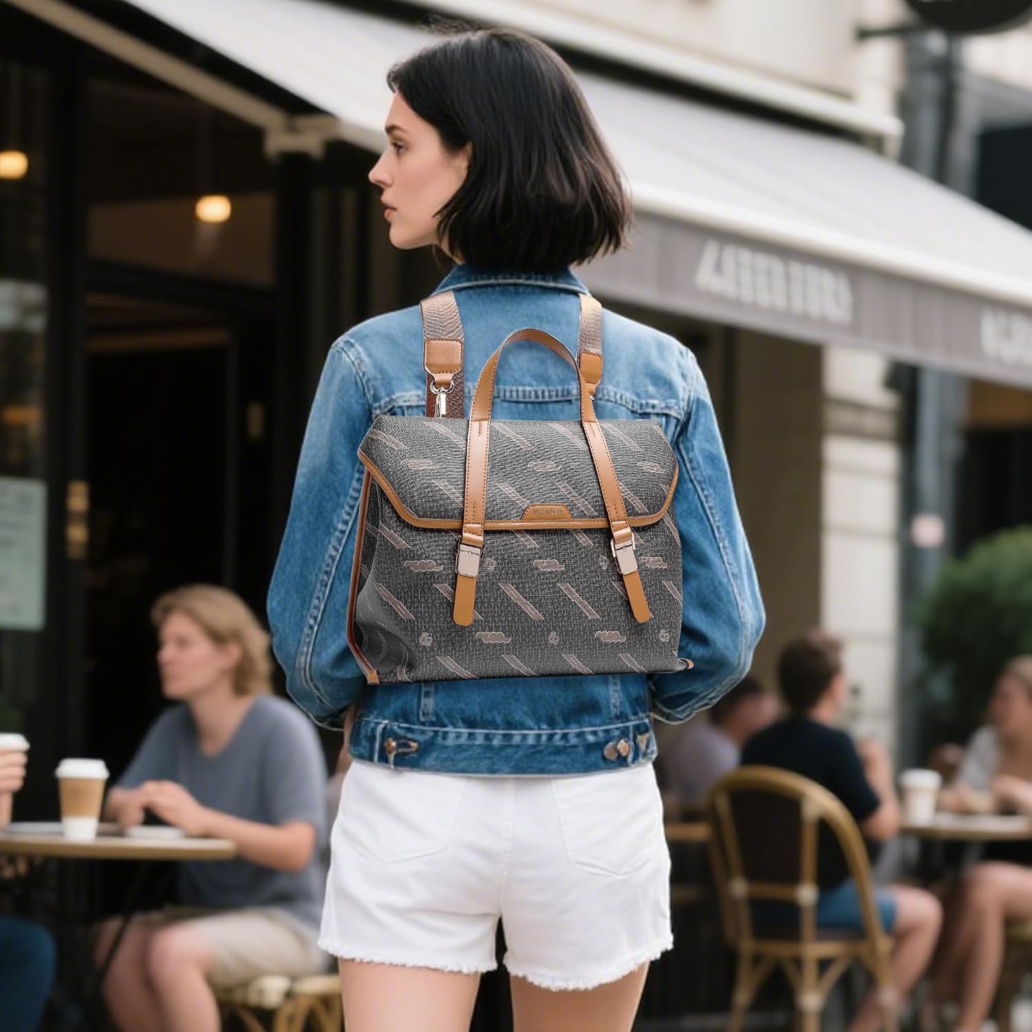 Large PU Leather Backpack Purse for Women Fashion Vintage Satchel Bacpack Cute Convertible Shoulder Bags for Travel Work Camping Student 2025 Trendy Crossbody Bags 282P Brown - Image 5