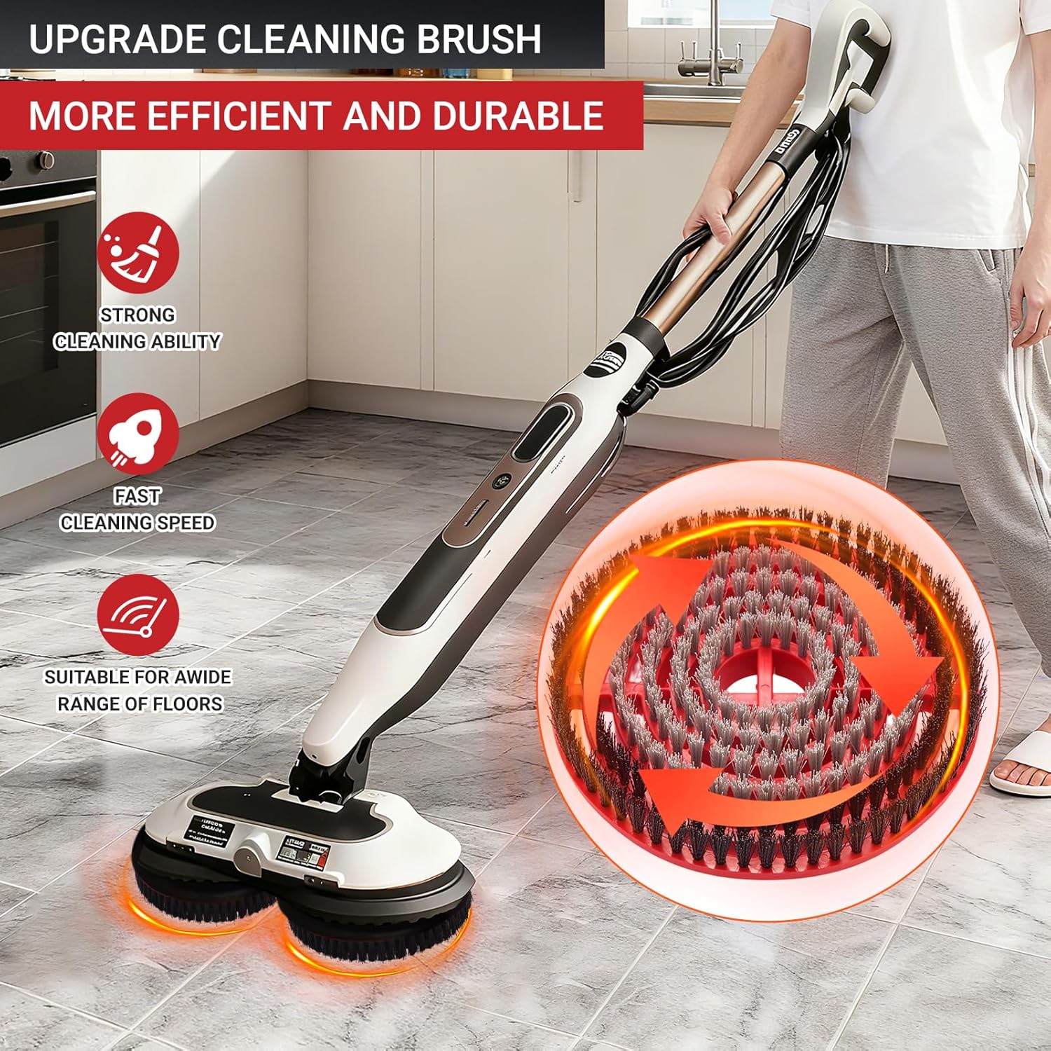 2PC S7001 Enhanced Replacement Brush Heads for Shark S8201/S7000 Series, for Deeper Cleaning of Hard Floors with Shark Steam Mops (Black Grey)