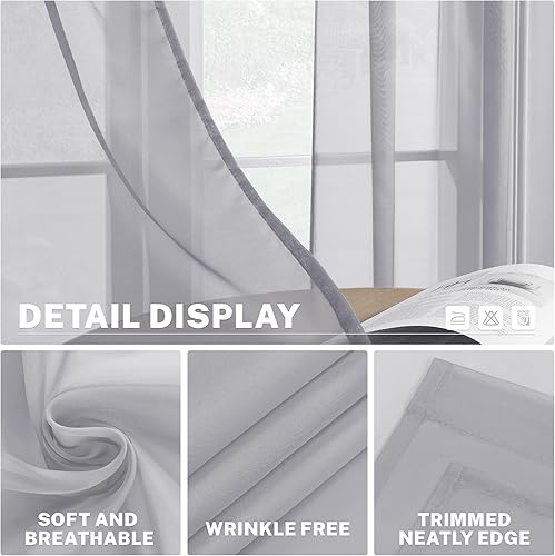 Miniatura 3 de Cortinas transparentes de MRTREES, cubren media ventana, para cocina, baño, cafetería, cortinas cortas, transparentes, cortinas transparentes que