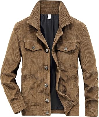 Men's Corduroy Jacket Retro Workwear Jacket Bomber Casual Windbreaker Sports Jacket Cargo Outwear Padded Jacket Warm Travelling Walking Military Winter Cotton Coat Classic Autumn UK