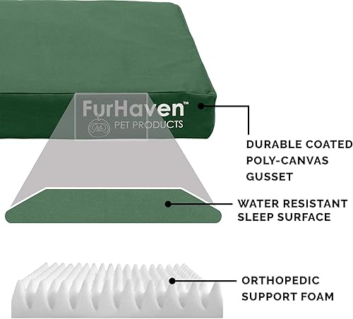 Miniatura 4 de Furhaven Cama ortopédica resistente al agua para perros grandes con funda extraíble lavable, para perros de hasta 95 libras – Colchón de lona Oxford