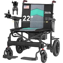 Goldseason 22" Extra Wide Electric Wheelchairs for Adults, Foldable Electric Wheelchair with 350 lbs Capacity & 15 Mile Range, 500W Motor and LED Light, Motorized Wheelchair for Home, Outing, Travel