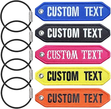 1PCS Luggage Tags, Custom Embroidery Name/Text Luggage Tag, Personalized Travel Luggage Labels with Stainless Steel Loop for Suitcases, Travel Backpacks, Sports Bag, Hiking Bag, Keys C6