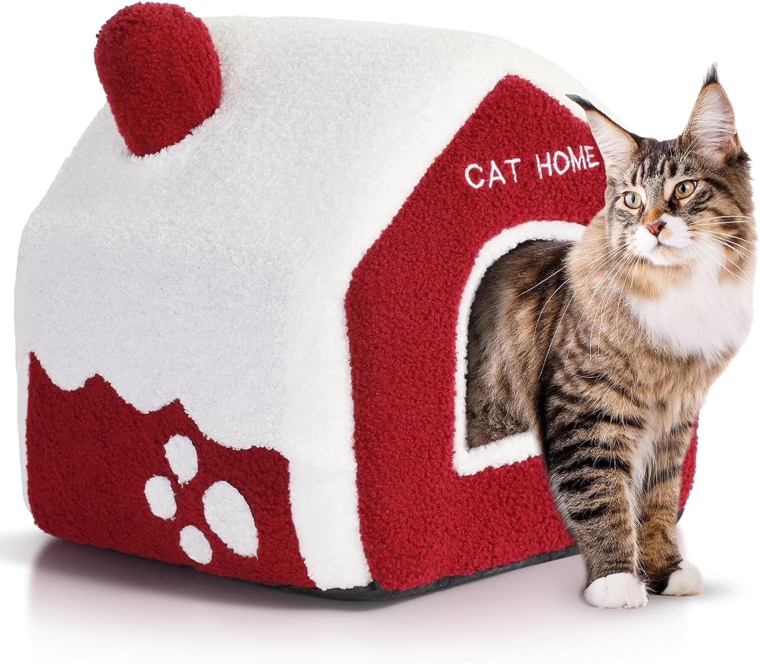 Menkxi Christmas Cat Bed Cave Nest House for Small Cat