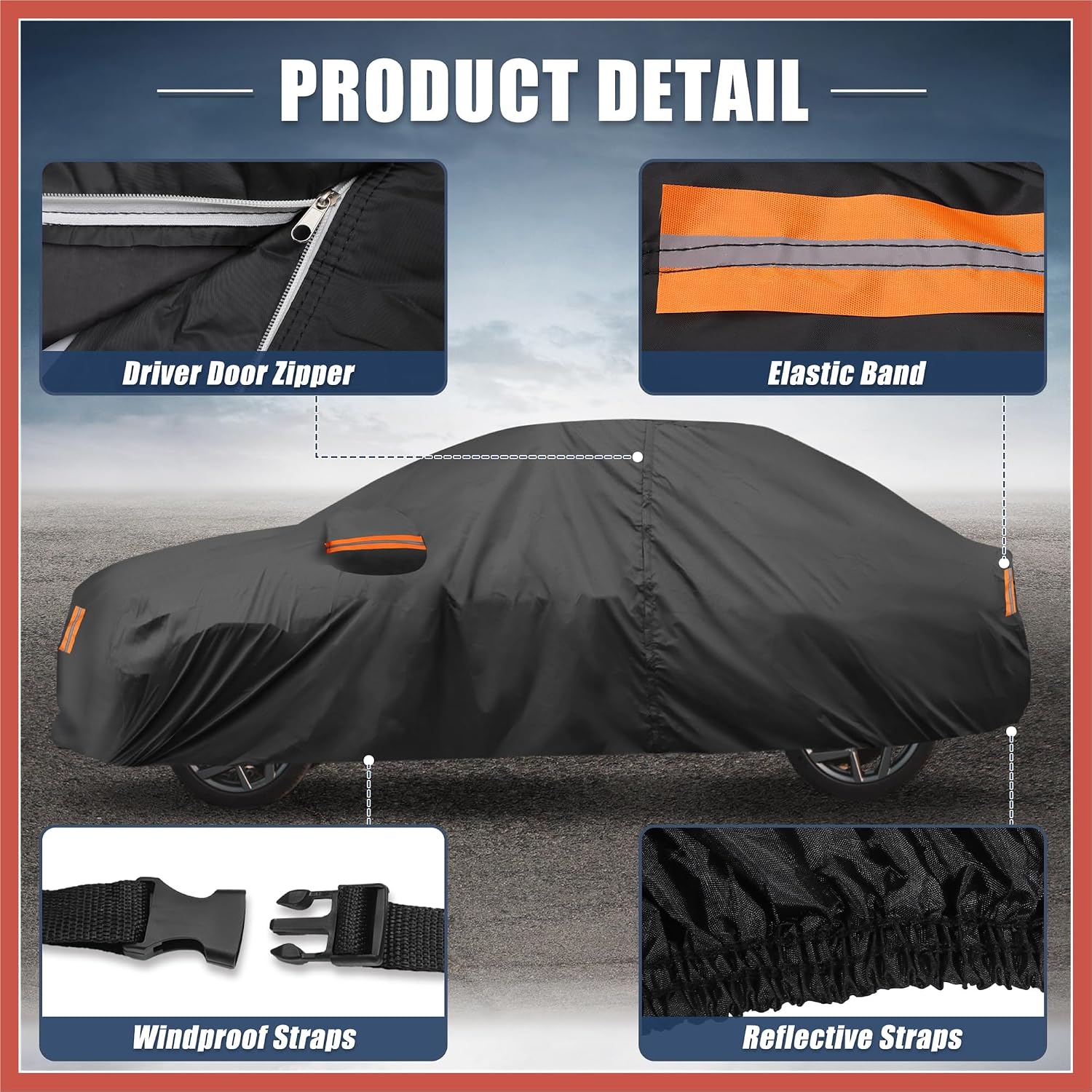 ACROPIX Car Cover for Toyota Camry 2007-2022 210D-PU Oxford Outdoor Full Car Cover All Weather Waterproof Windproof Protection with Driver Door Zipper Black Car Parts