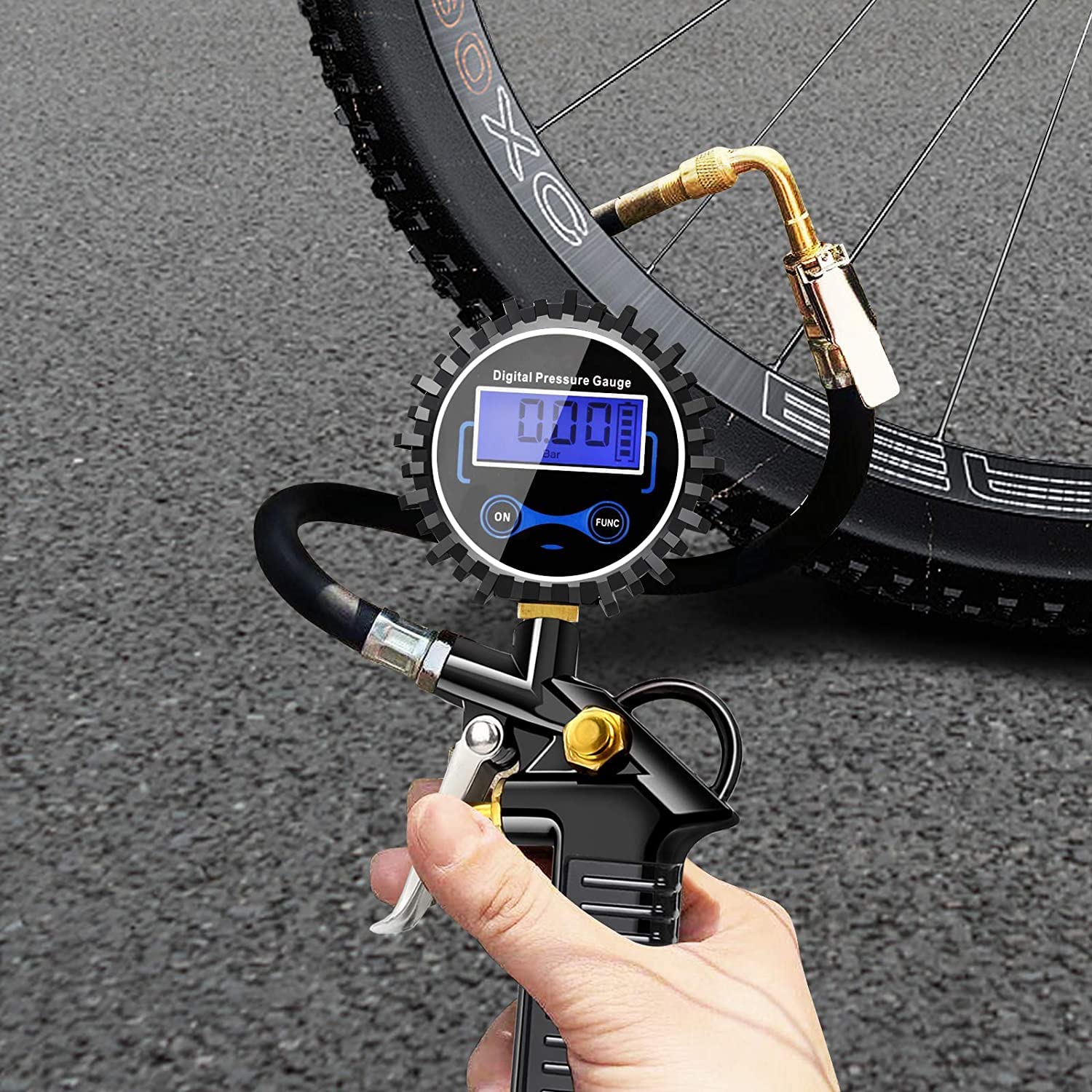 Anykuu 3 in 1 Manometro Pressione Gomme 220PSI Digitale con Display LCD e 4 Unità di Misura Alta Precisione per Auto Moto Biciclette SUV Camion