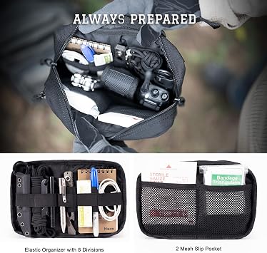 Tactical Molle Admin Pouch Utility EDC Tool Pouch Bag Horizontal Modular Pouches Include US Flag Patch & D-Ring