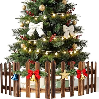KESYOO Christmas Tree Fence Wooden Picket Fence 11.5 Inch Carbonized Miniature Barrier for Christmas Tree Decoration Garden Lawn Outdoor Fairy Garden Party Display
