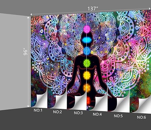 Miniatura 4 de Papel tapiz bohemio de siete chakras, mandala bohemio, murales espirituales, yoga, meditación, decoración de habitación, habitación, sala de estar,