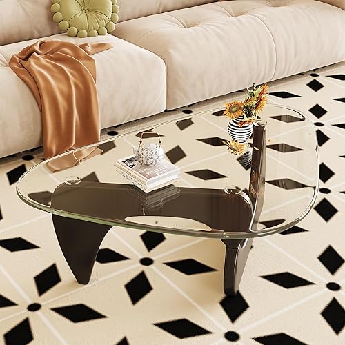 Miniatura 7 de Mesa auxiliar para sala de estar, mesa central moderna de mediados de siglo, color negro transparente