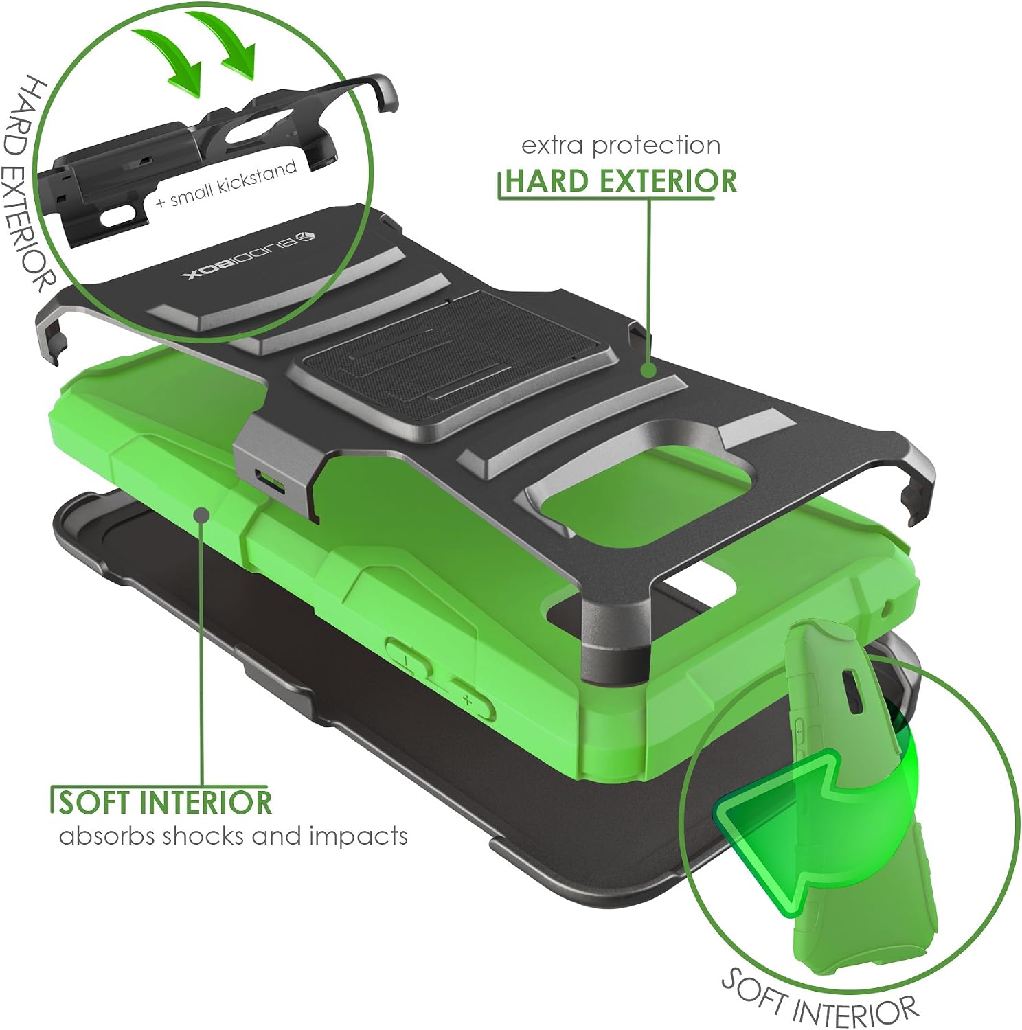 Note 5 Case, BUDDIBOX [HSeries] Heavy Duty Swivel Belt Clip Holster with Kickstand Maximal Protection Case for Samsung Galaxy Note 5, (Dark Green)