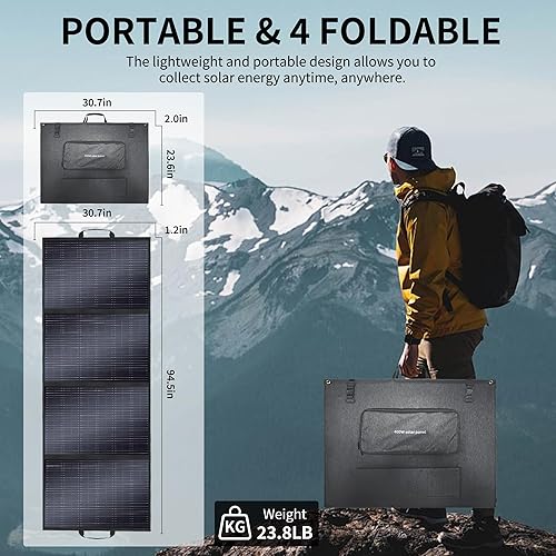 Miniatura 5 de Panel solar portátil de 400 W para generador de estación de energía, cargador de panel solar plegable de 400 vatios con salida MC4, conector de CC 3