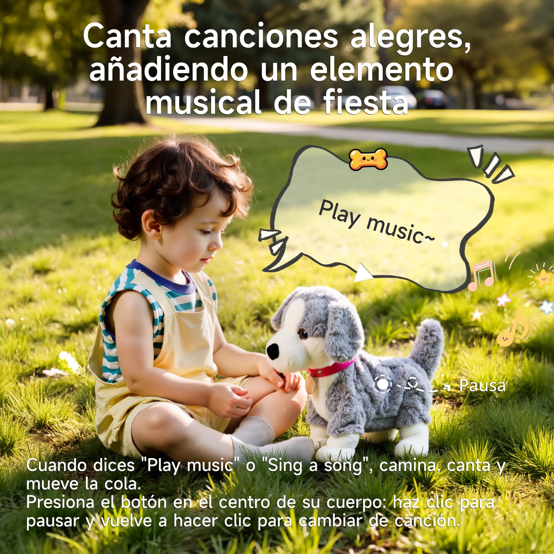 Perro Juguete con Control Vocal para Niños, Anda y Ladra, Habla, Mueve la Cola, Perro Interactivo Electrónico, Cachorro de Peluche de Animales, Regalo 3+ Años