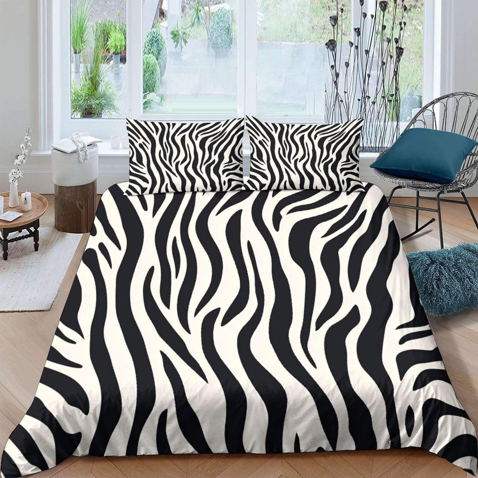 Ctjqhvkz Style-9 3D Printed Zebra Stripe Fitted Sheet Microfiber Black White Animal Pattern Bed Cover For Bedroom Dorm Decor Single（135X200cm）