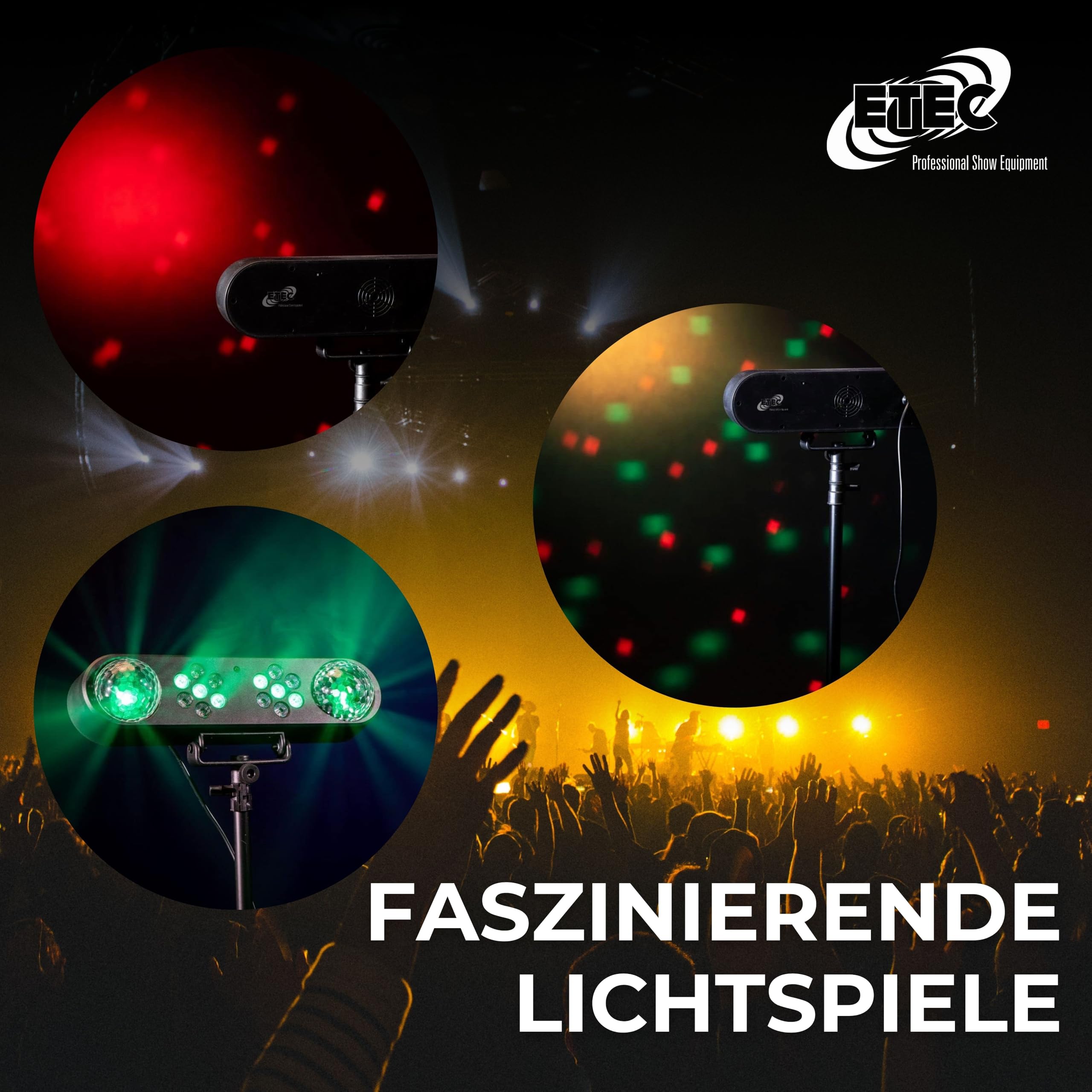 ETEC Professional LED DJ Magic Bank 2 Partybar Effekt Scheinwerfer mit Stativ und Fernbedienung RGB Discolicht Lichtanlage Komplettset PAR Scheinwerfer Jelly Balls Moonflower Veranstaltung Event Bühne