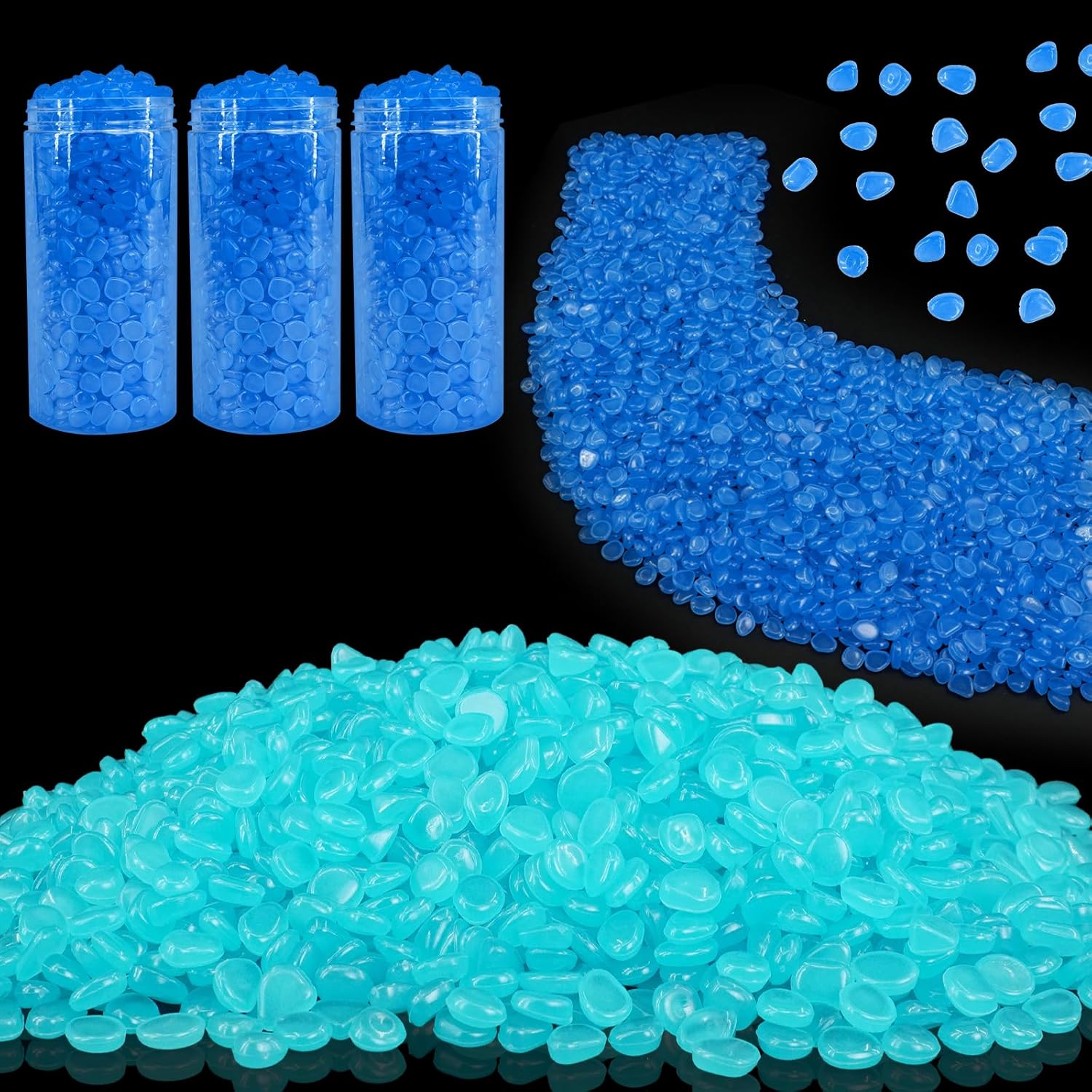 15000 Pcs Glow in The Dark Rocks Glowing Stones Glowing Fish Tank Pebbles Luminous Stone Glowing Stones for Garden Outdoor Patio Yard Landscaping Aquarium (Dark Blue)