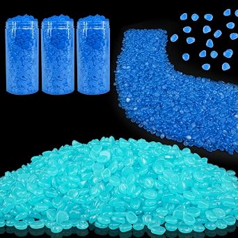 15000 Pcs Glow in The Dark Rocks Glowing Stones Glowing Fish Tank Pebbles Luminous Stone Glowing Stones for Garden Outdoor Patio Yard Landscaping Aquarium Dark Blue