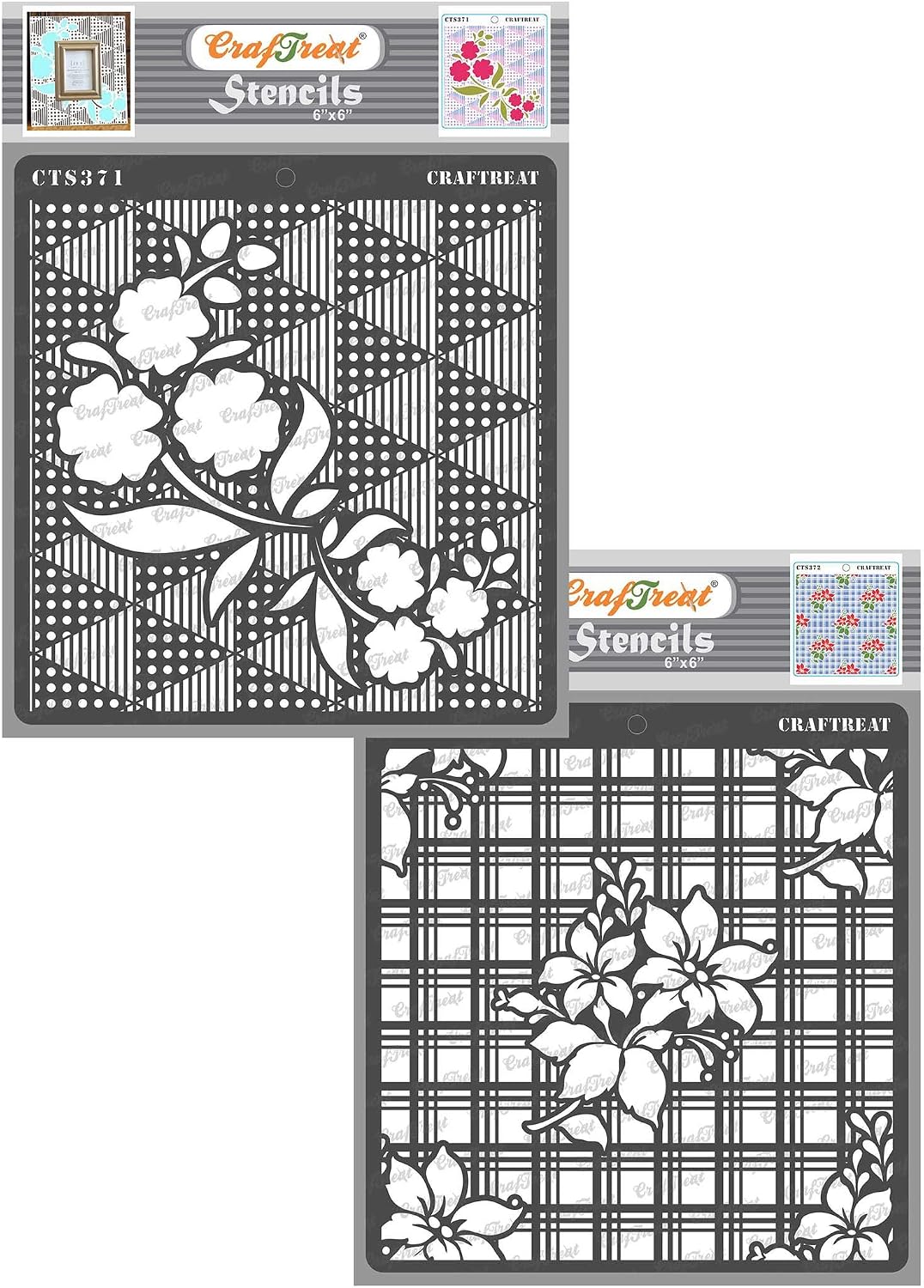 CrafTreat Reusable Flower Stencils for Painting on Wood, Canvas, Paper, Fabric, Floor, Wall and Tile - Anemone Background - 6x6 Inches - DIY Art and Craft Stencils for Painting Flowers image 5
