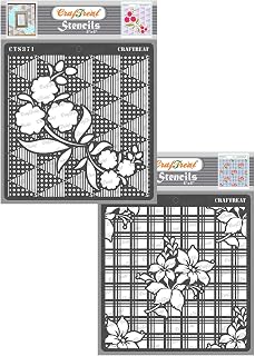 CrafTreat Flower Fusion Triangles and Plaid Stencil 6x6 Inches