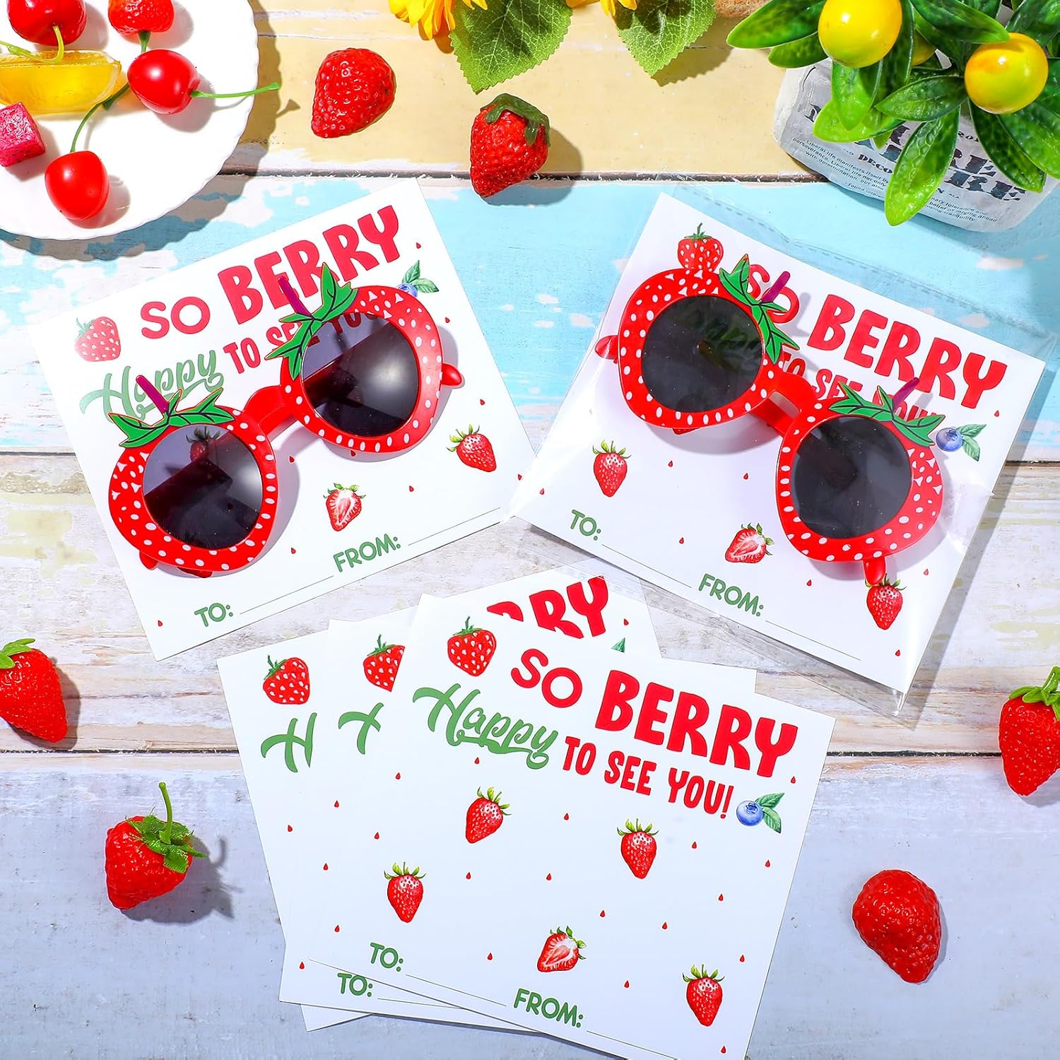 12 Sets Strawberry Party Favors Strawberry Sunglasses with Berry Card Berry 1st Birthday Party Gifts for Theme 1st Birthday Decorations - Image 2