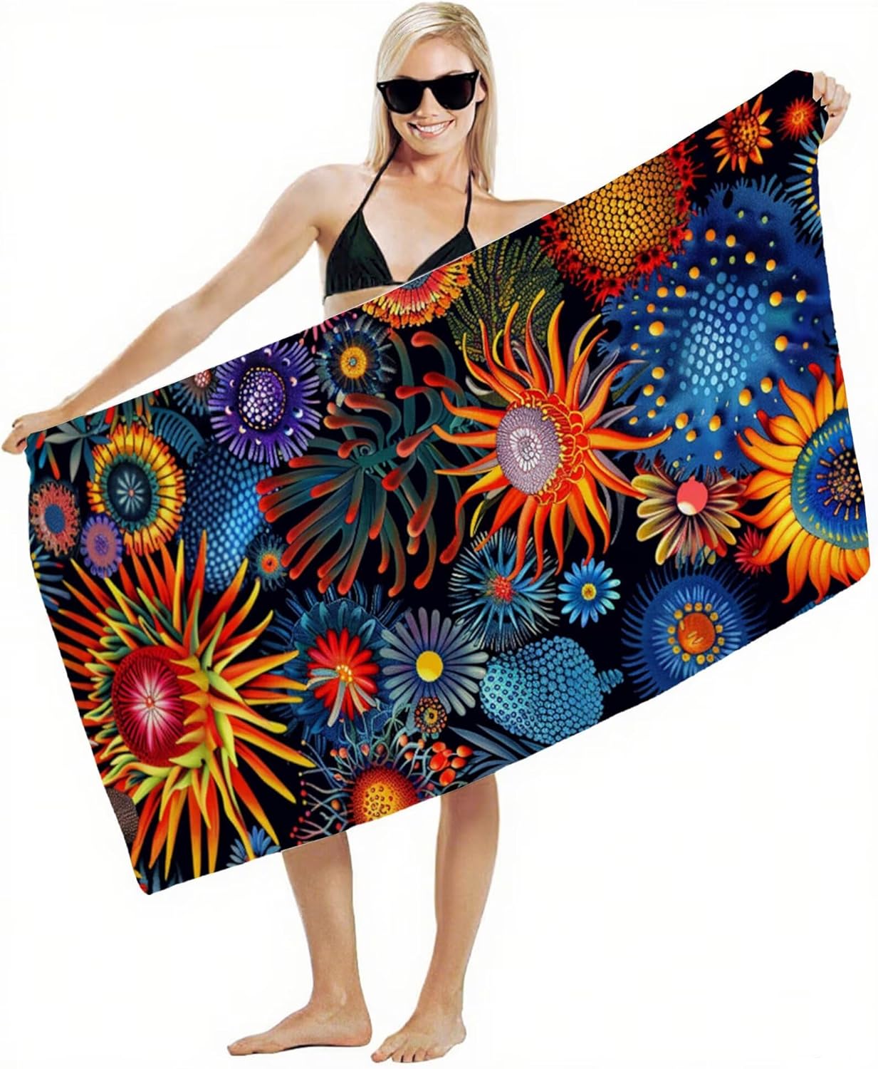 Beach Towel 100x180cm Bath Towels, Quick Dry Microfiber Towel, Sand Free, Super Absorbent, Lightweight, Compact Design, Towels for Bathroom Travel, Pool, Gym, Camping, Beach Vacation Essentials A2-465