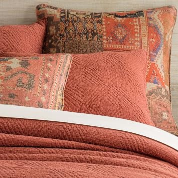 Pine Cone Hill Kerala Spice Matelasse Pillow Sham, Euro Size, Yellow/Orange/Yellow/Orange Solid Pattern