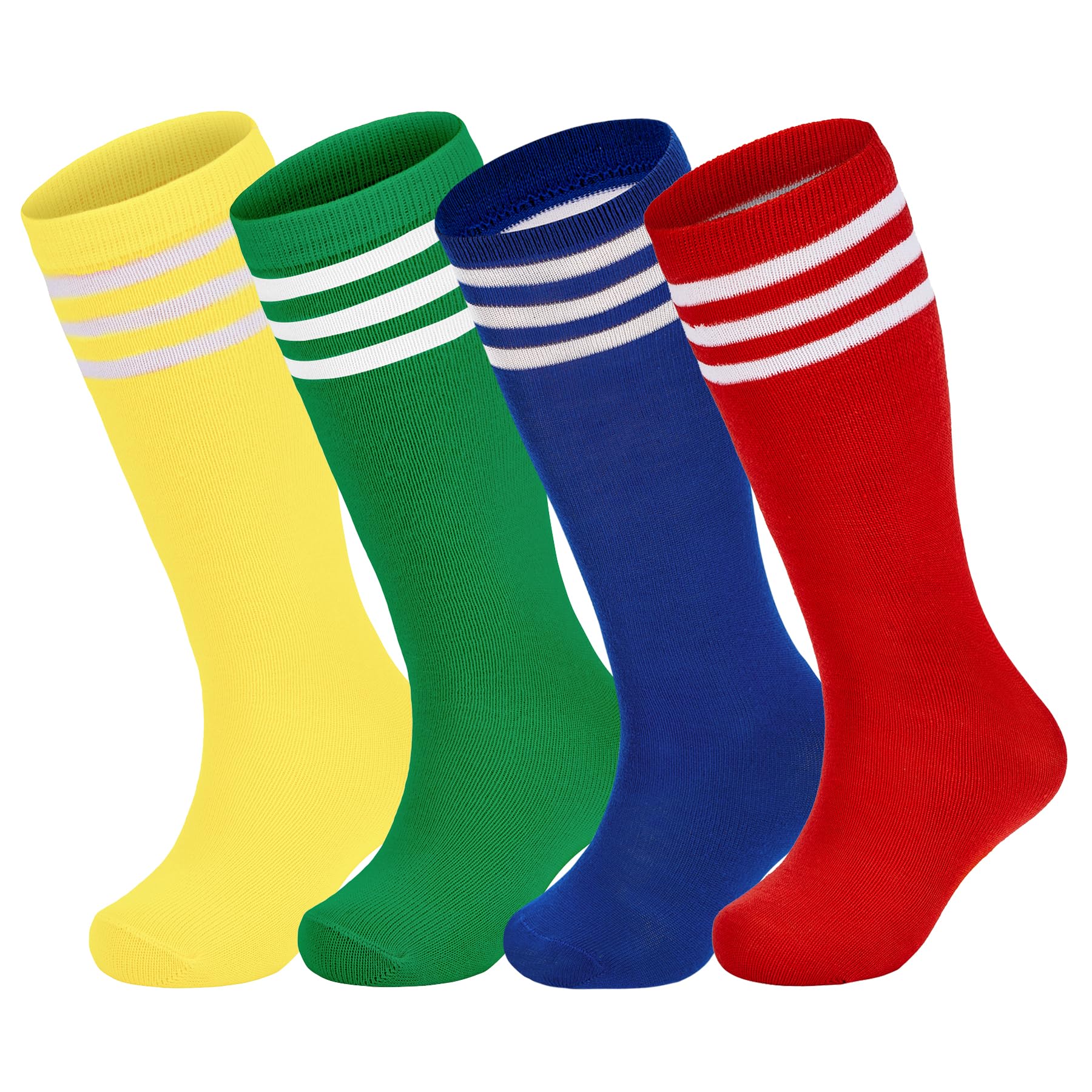 Zando 4 Pairs Kids Soccer Socks Athletic Youth Boys Girls Knee High Socks