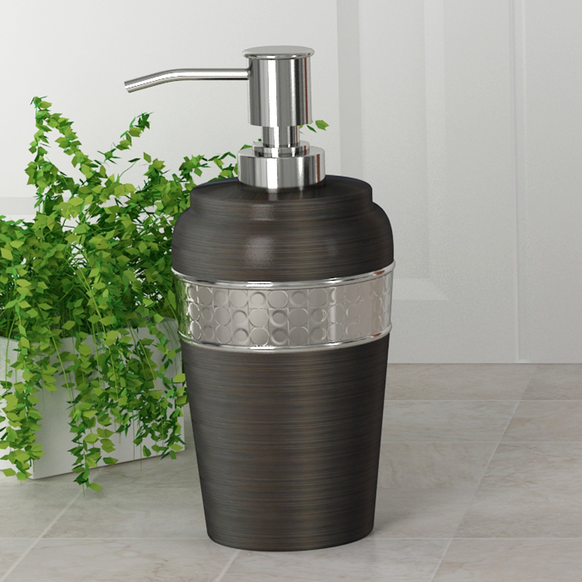 nu steel Oil Rubbed Bronze FM6H Flannel Mod Collection Lotion Bottel & Soap Dispenser Pump for Bathroom, Kitchen Countertops, Metal Finish