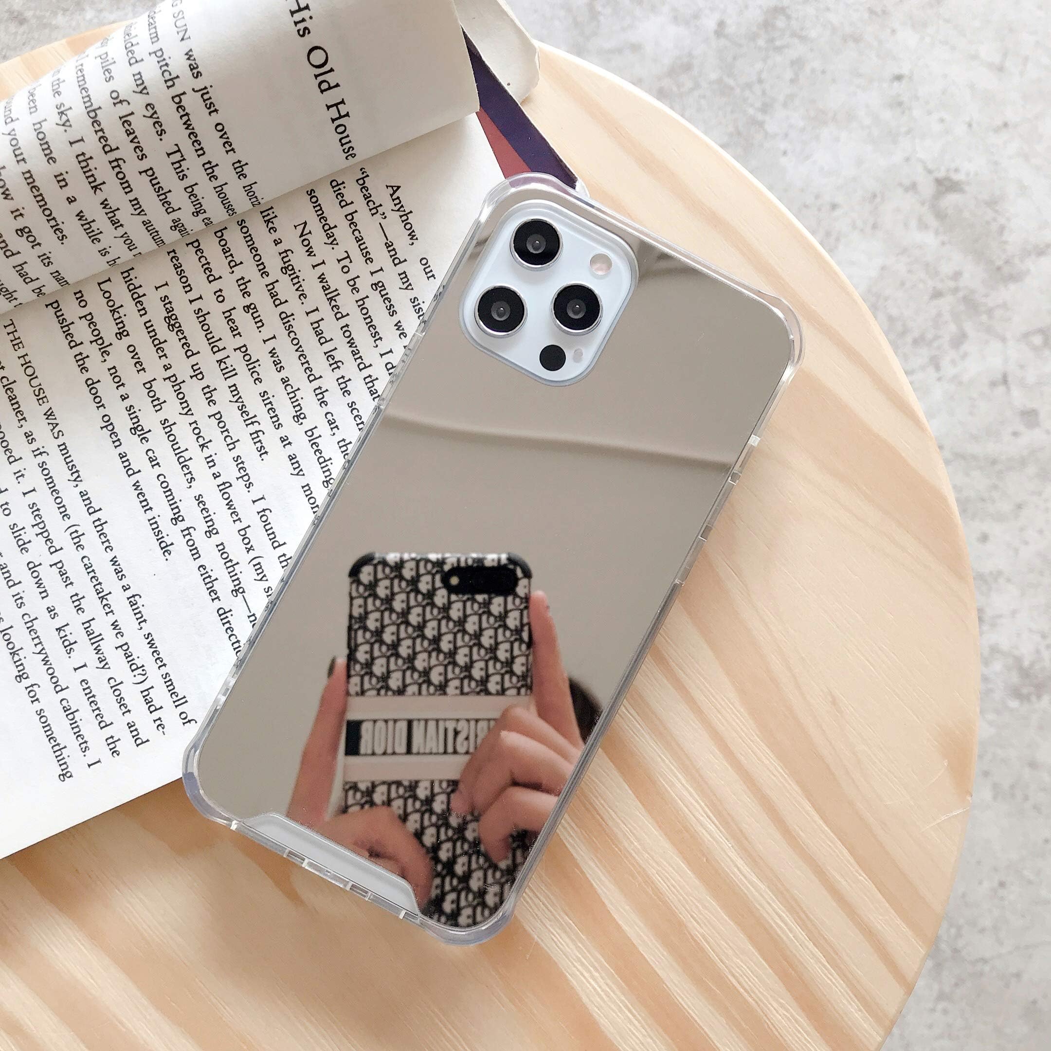 iPhone 12 Pro Max Case Mirror Case with [Reinforced Corner] Hard Back+Soft Bumper [Shockproof] Protective case Cover for Girls Woman Makeup Touch up and Back Camera Selfies (Mirror 12ProMax)