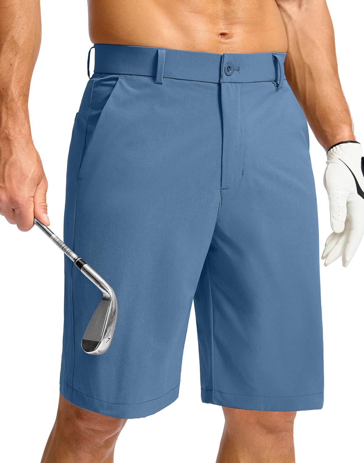 Soothfeel Men's Casual Shorts 7"/ 9" /11" Golf Shorts for Men Flat Front Dress Work Shorts Lightweight with 3 Pockets Stone_Slab_Blue L11.W33