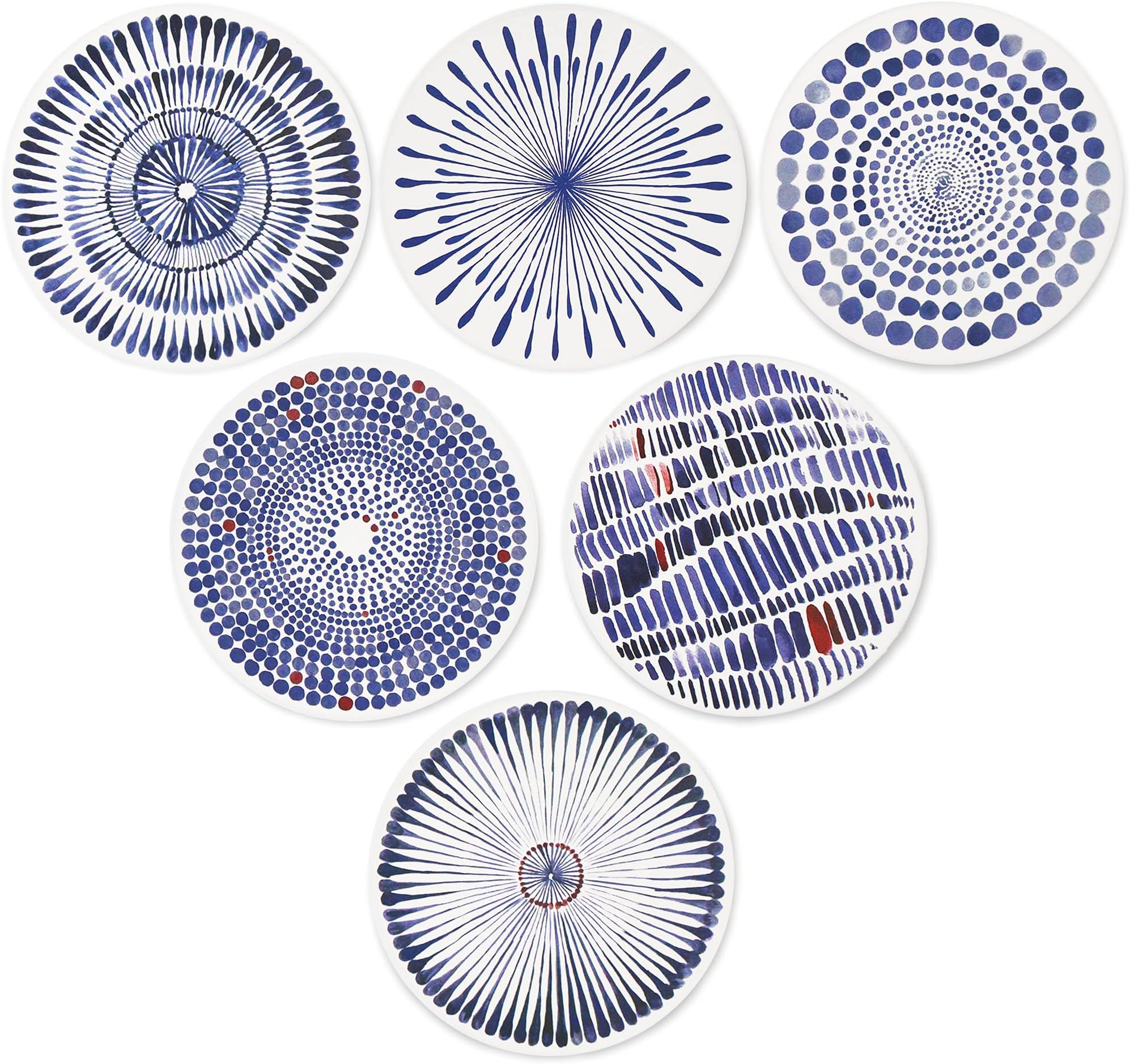 AD Set of 6 Coasters for Drinks Absorbing Round Ceramic Stone Coaster with Cork Base,Tabletop Protection Mat for Mugs and Cups,Office,Kitchen (Bloom Abstract)